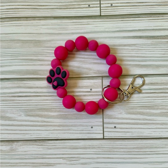 Magenta Paw Print Silicone Wristlet - Picture 2 of 4